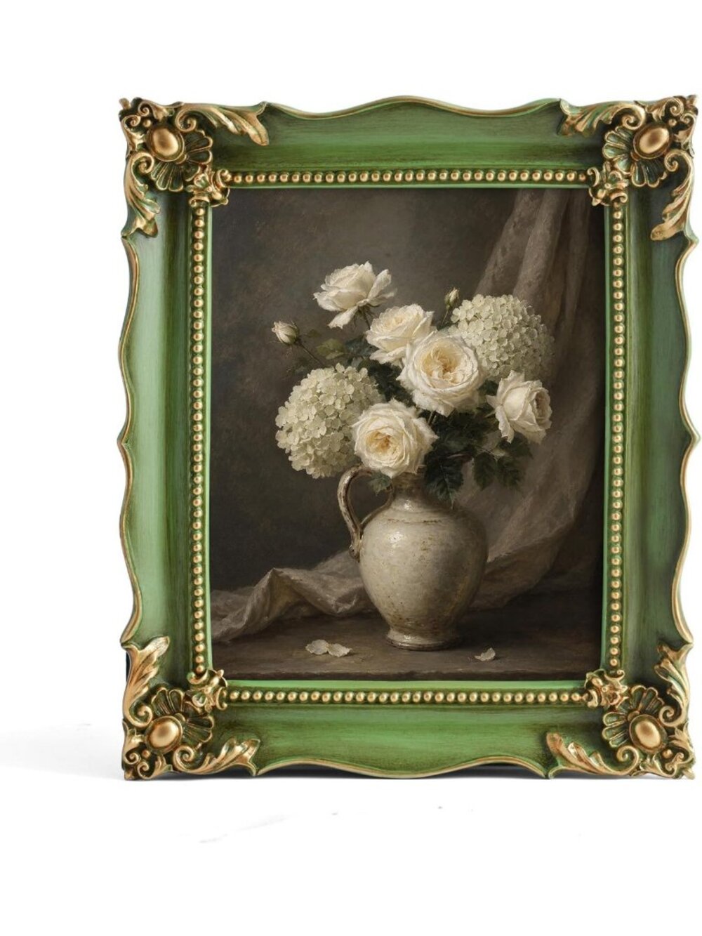 Vintage 8x10 Picture Frame, Embossed Flower Design, Sage Green Ornate Home Decor